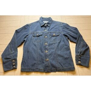 Columbia Womens Jean Jacket Shacket Sz M‎ Button Up Pockets Light Weight Classic
